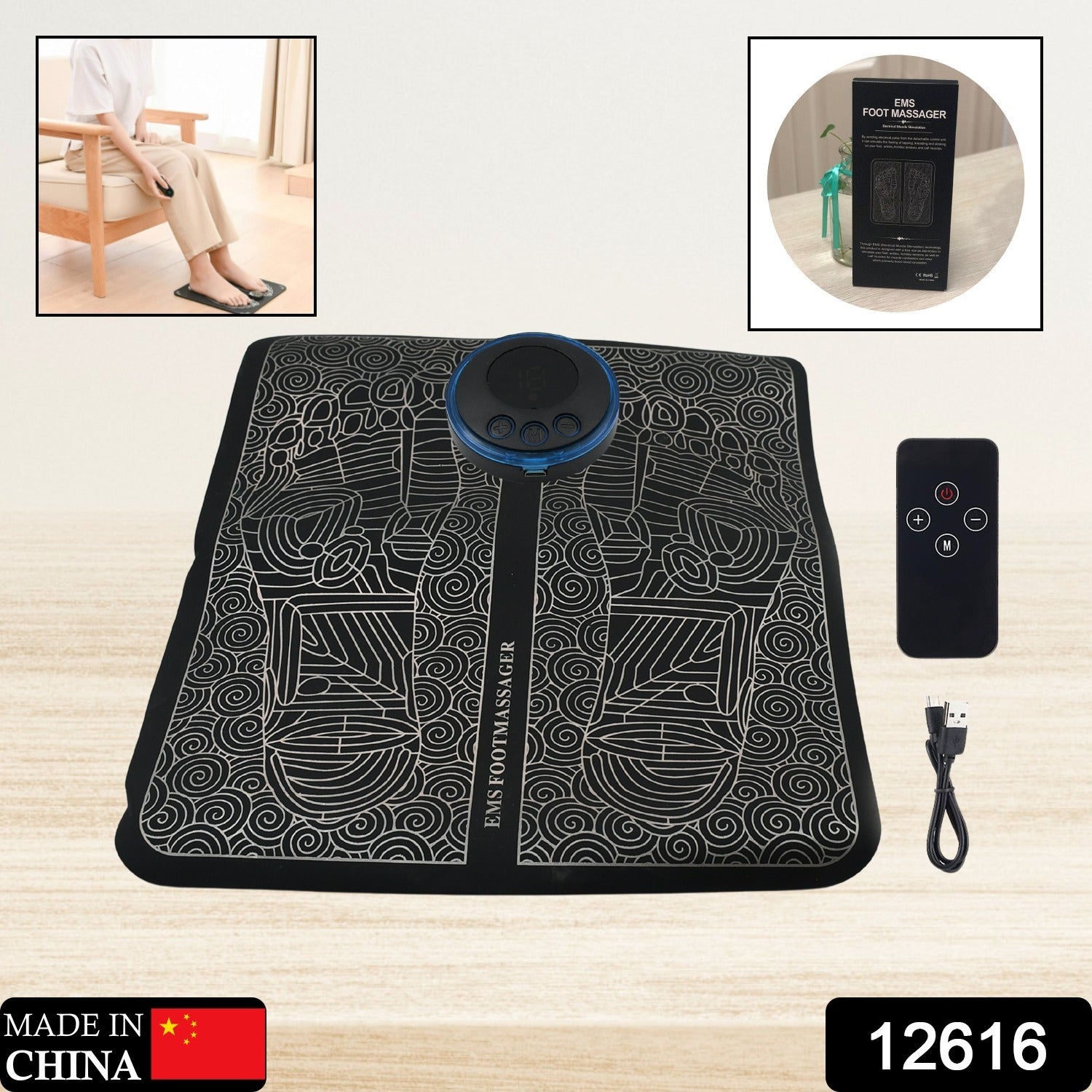 12616 Remote Control Massage, USB Foot Massager, Electric EMS Foot Massage Machine, Rechargeable Portable Folding Automatic with 8 Mode 19 Intensity, 15 Minute Auto Run for Legs, Body, Hand Therapy 12616 Remote Control Massage, USB Foot Massager, Electric EMS Foot Massage Machine, Rechargeable Portable Folding Automatic with 8 Mode 19 Intensity, 15 Minute Auto Run for Legs, Body, Hand Therapy
